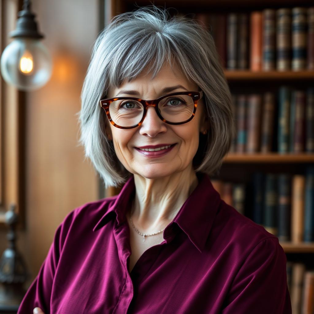 Portrait of Professor Elena — History teacher who brings stories to life.
