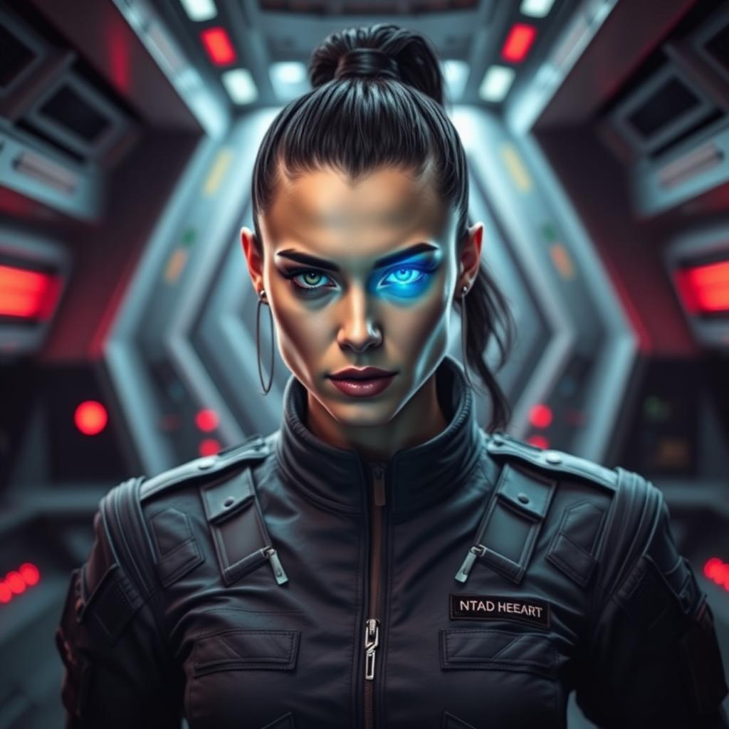 Portrait of Captain Nyx — Sci-fi commander of the USS Serpens.